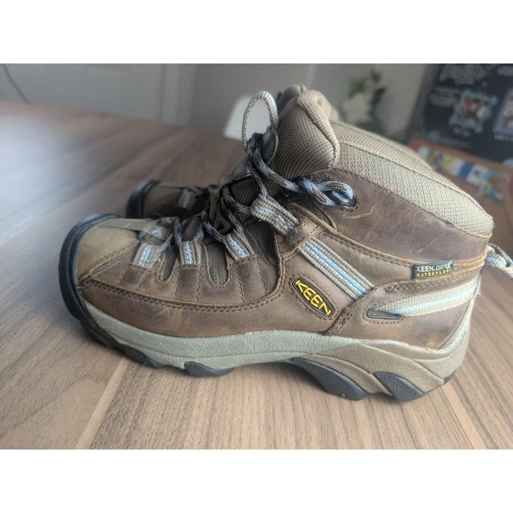 KEEN Targhee Mid Waterproof Women's Hiking Boots Brown Leather Trail Shoes  6.5